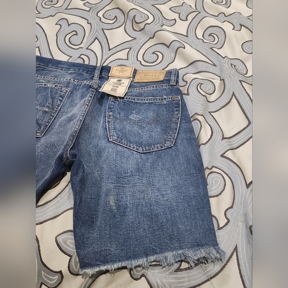 SOLD! NWT Polo Ralph Lauren Paint Spatter Cut off Classic Fit Denim Jean-Shorts - Picture 7 of 12